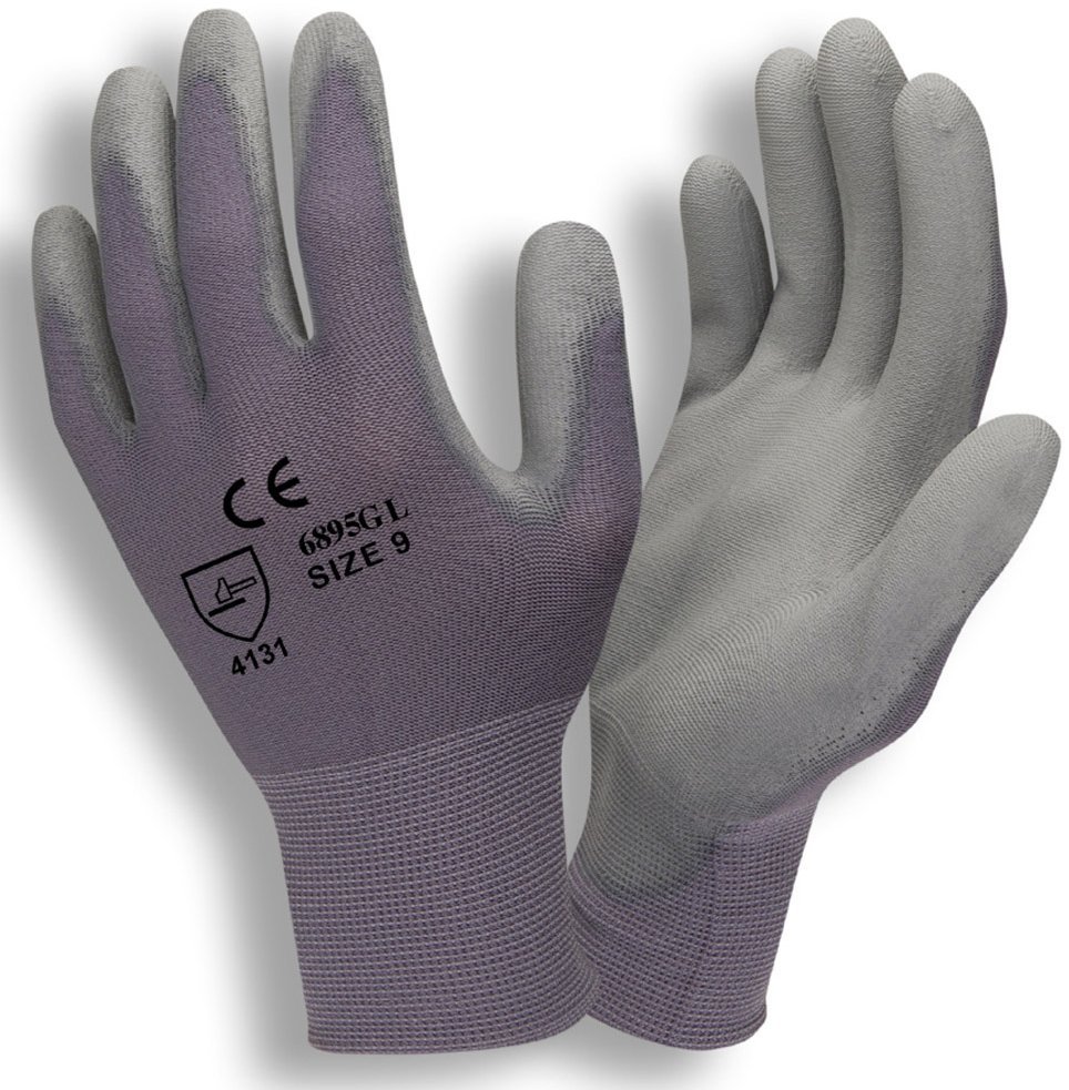 Cordova 6895CG Nylon Gloves with Polyurethane Palm Coating, 13-Gauge, Gray, Dozen