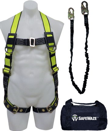 Safewaze FS133 Fall Protection Compliance Kit, Single D Grommet Harness, 6 ft. Energy Absorbing Lanyard